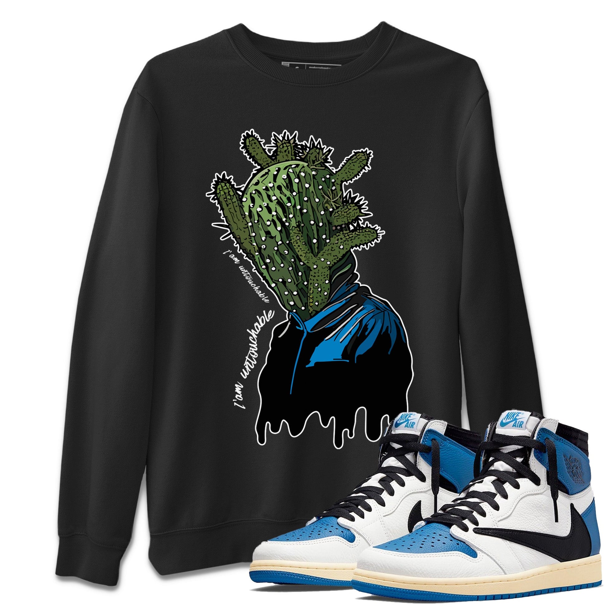 Air Jordan 1 Travis Scott Fragment Sneaker Match Tees I'm Untouchable Sneaker Tees Air Jordan 1 High OG x Travis Scott x Fragment Sneaker Release Tees Unisex Shirts Black 1