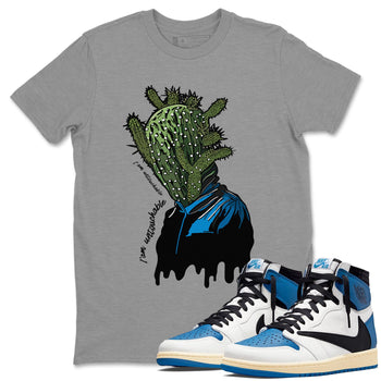 Air Jordan 1 Travis Scott Fragment Sneaker Match Tees I'm Untouchable Sneaker Tees Air Jordan 1 High OG x Travis Scott x Fragment Sneaker Release Tees Unisex Shirts Heather Grey 1