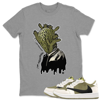 Air Jordan 1 X Travis Scott Golf Olive shirt to match jordans I'm Untouchable sneaker tees Air Jordan 1 Travis Scott Golf SNRT Sneaker Release Tees Unisex Heather Grey 1 T-Shirt