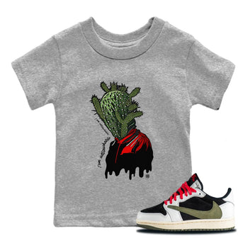 Air Jordan 1 Travis Scott Olive Sneaker Match Tees I'm Untouchable Sneaker Tees Air Jordan 1 x Travis Scott x Olive Sneaker Release Tees Kids Shirts Heather Grey 1