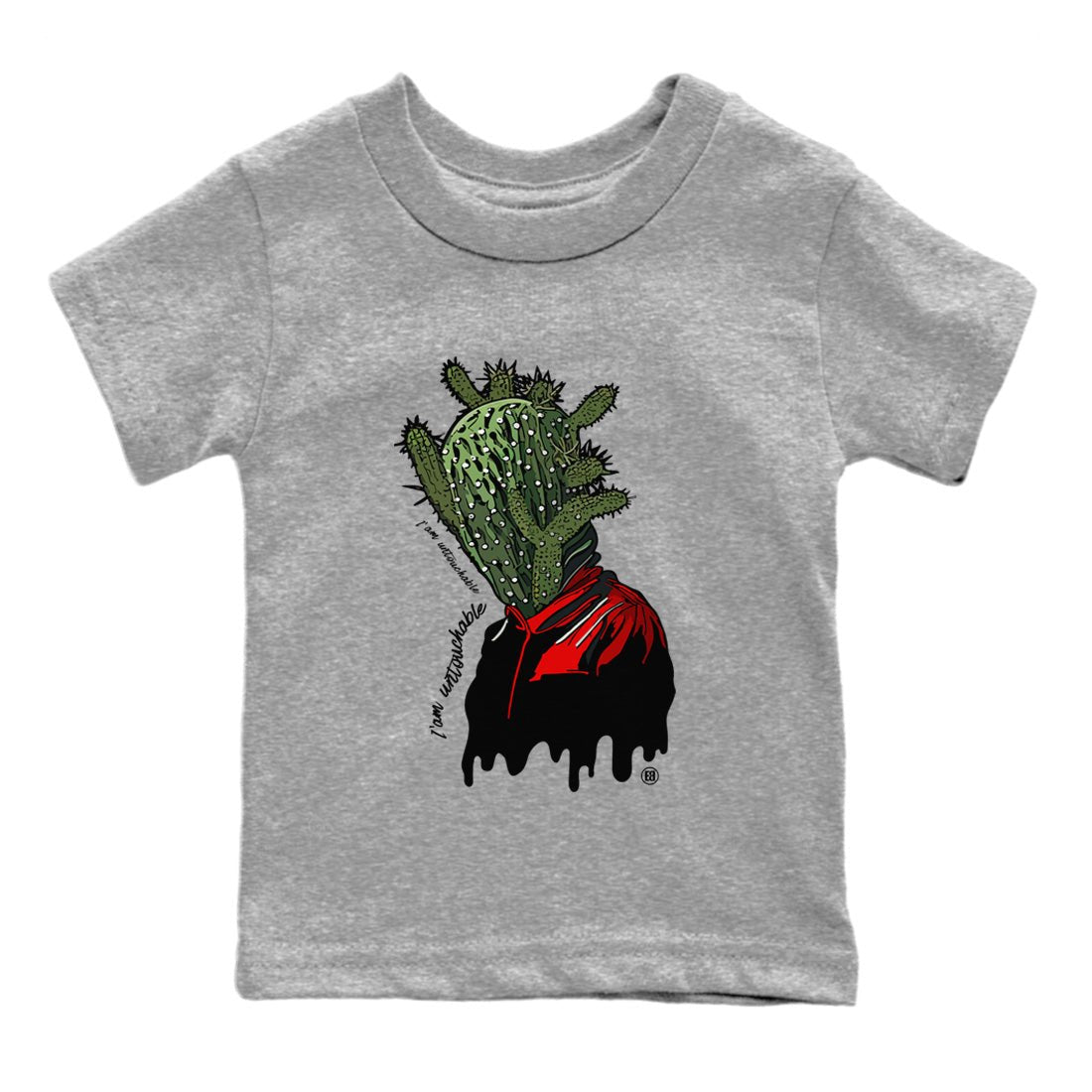 Air Jordan 1 Travis Scott Olive Sneaker Match Tees I'm Untouchable Sneaker Tees Air Jordan 1 x Travis Scott x Olive Sneaker Release Tees Kids Shirts Heather Grey 2