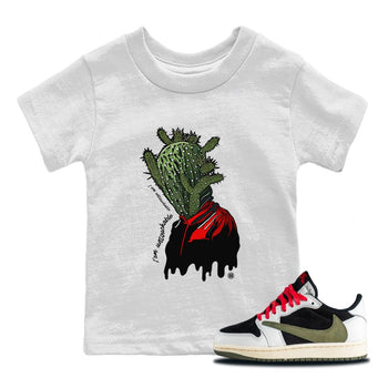 Air Jordan 1 Travis Scott Olive Sneaker Match Tees I'm Untouchable Sneaker Tees Air Jordan 1 x Travis Scott x Olive Sneaker Release Tees Kids Shirts White 1