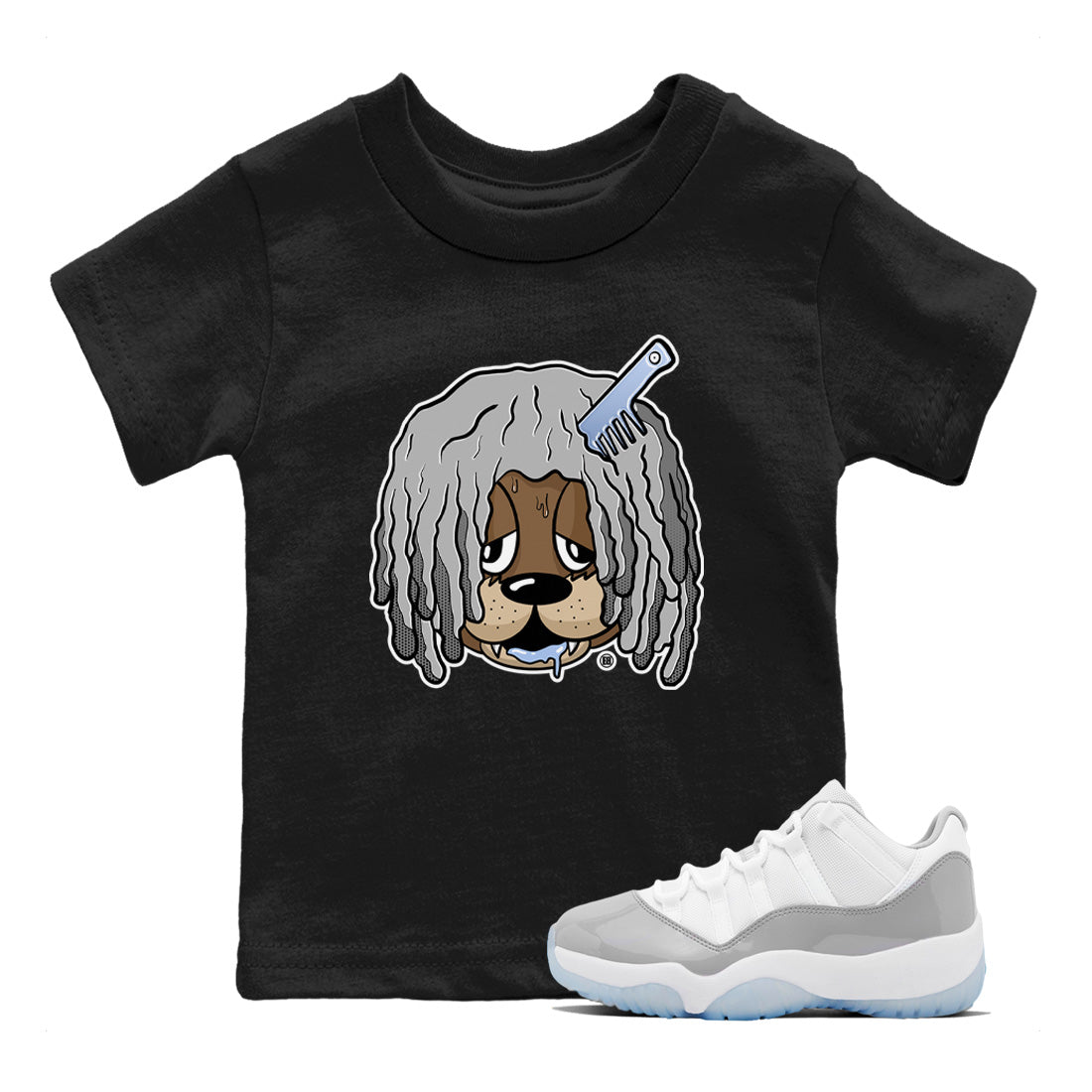 Air Jordan 11 White Cement Sneaker Match Tees Impatient Bear Sneaker Tees Air Jordan 11 Retro White Cement Sneaker Release Tees Kids Shirts Black 1