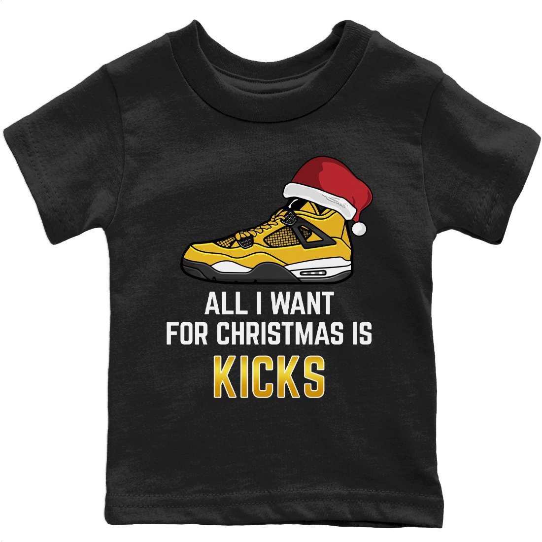 Jordan 4 Lightning Sneaker Match Tees All I Want For Christmas Sneaker Tees Jordan 4 Lightning Sneaker Release Tees Kids Shirts