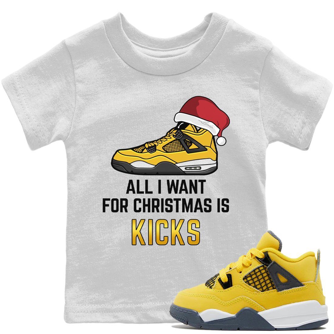 Jordan 4 Lightning Sneaker Match Tees All I Want For Christmas Sneaker Tees Jordan 4 Lightning Sneaker Release Tees Kids Shirts