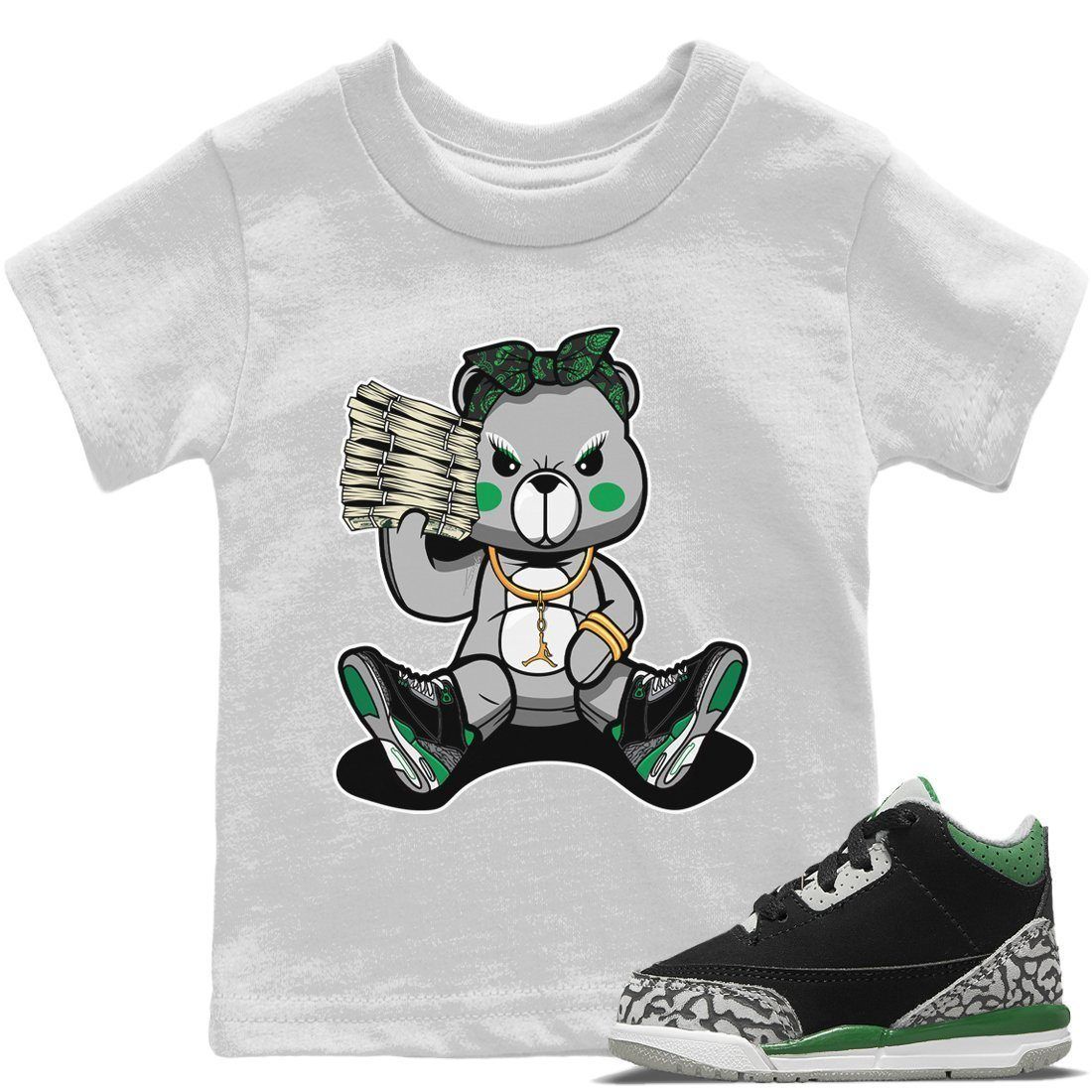 Jordan 3 Pine Green Sneaker Match Tees Bad Baby Bear Sneaker Tees Jordan 3 Pine Green Sneaker Release Tees Kids Shirts