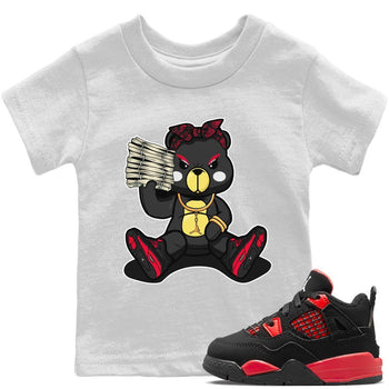 Jordan 4 Red Thunder Sneaker Match Tees Bad Baby Bear Sneaker Tees Jordan 4 Red Thunder Sneaker Release Tees Kids Shirts