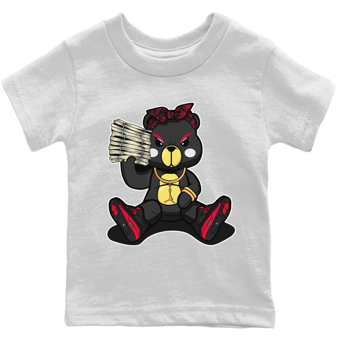 Jordan 4 Red Thunder Sneaker Match Tees Bad Baby Bear Sneaker Tees Jordan 4 Red Thunder Sneaker Release Tees Kids Shirts