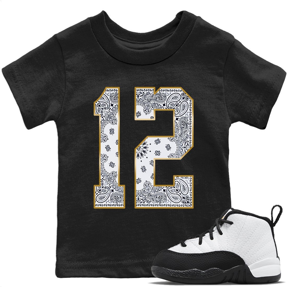 Jordan 12 Royalty Sneaker Match Tees Bandana 12 Sneaker Tees Jordan 12 Royalty Sneaker Release Tees Kids Shirts