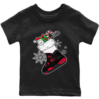 Jordan 4 Red Thunder Sneaker Match Tees Sneaker Stocking Sneaker Tees Jordan 4 Red Thunder Sneaker Release Tees Kids Shirts