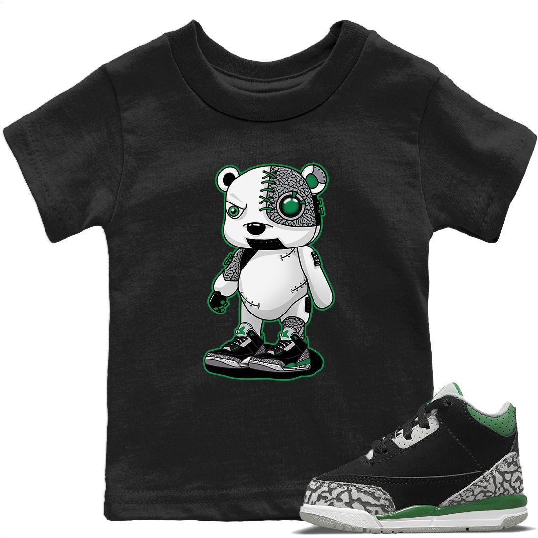 Jordan 3 Pine Green Sneaker Match Tees Cyborg Bear Sneaker Tees Jordan 3 Pine Green Sneaker Release Tees Kids Shirts