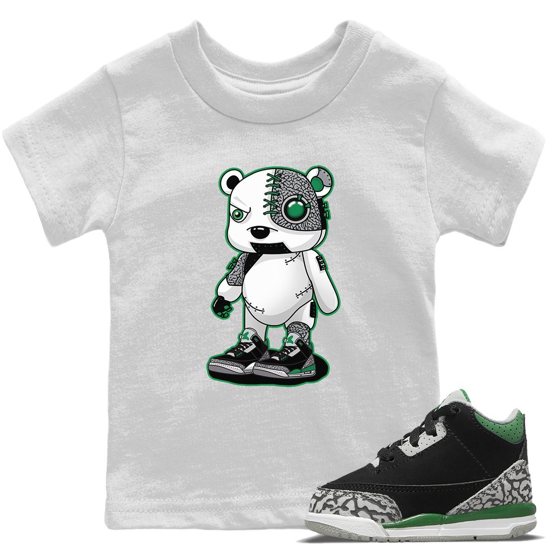 Jordan 3 Pine Green Sneaker Match Tees Cyborg Bear Sneaker Tees Jordan 3 Pine Green Sneaker Release Tees Kids Shirts