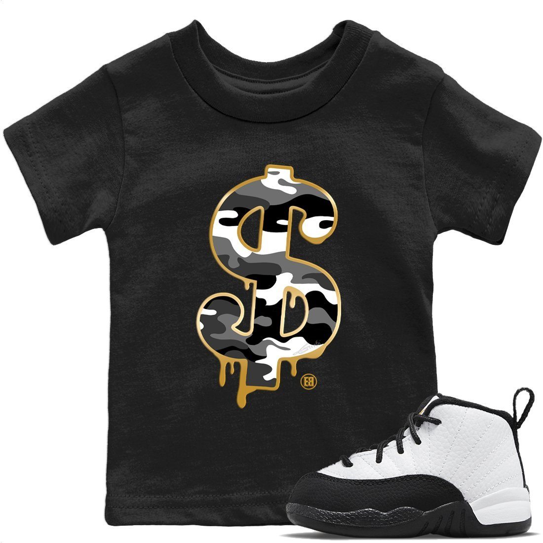 Jordan 12 Royalty Sneaker Match Tees Dollar Camo Sneaker Tees Jordan 12 Royalty Sneaker Release Tees Kids Shirts