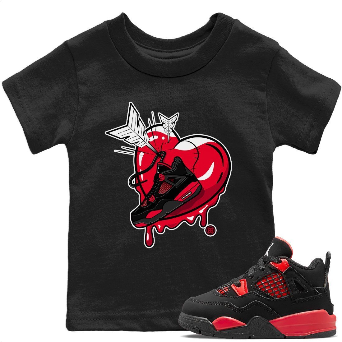Jordan 4 Red Thunder Sneaker Match Tees Mad In Love Sneaker Tees Jordan 4 Red Thunder Sneaker Release Tees Kids Shirts