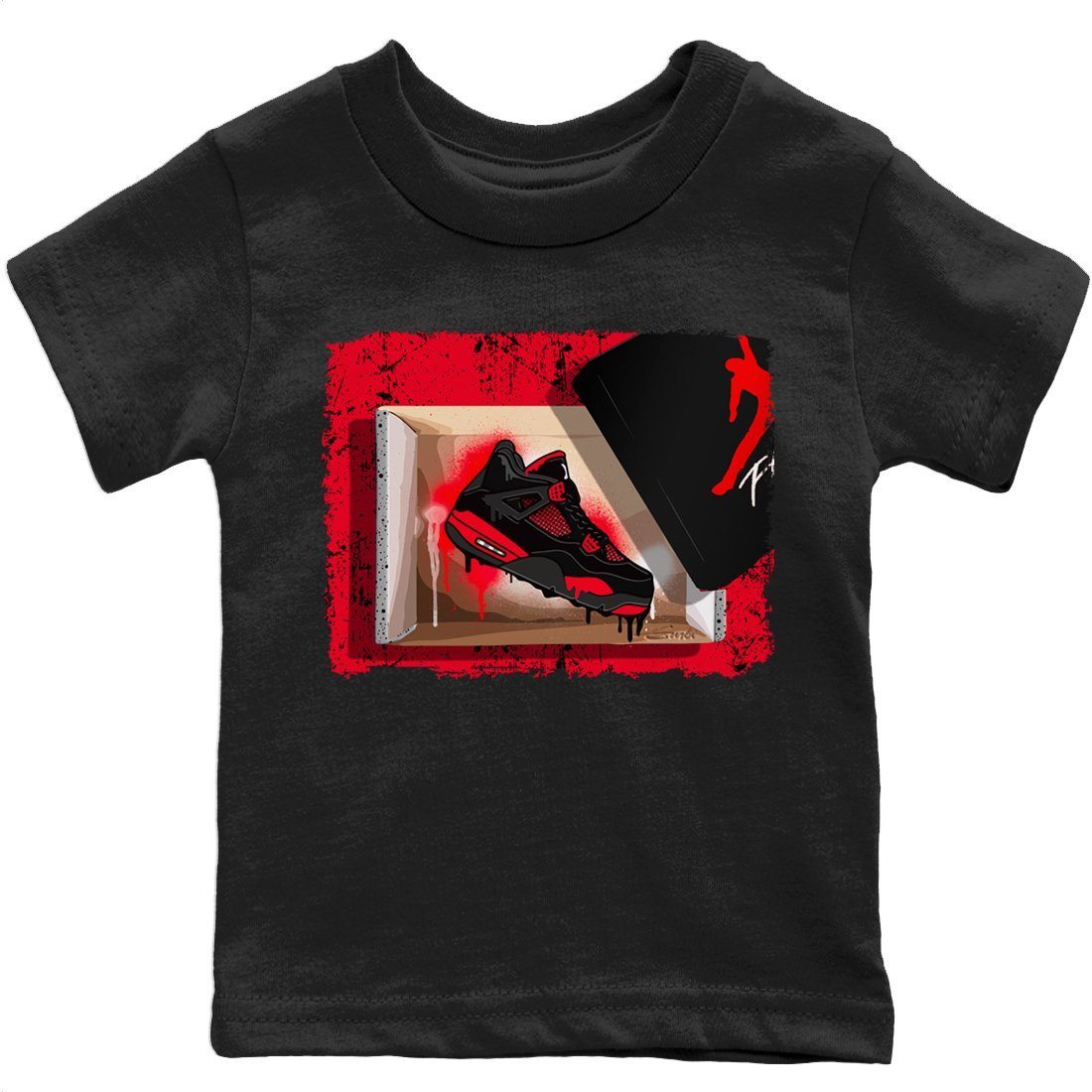 Jordan 4 Red Thunder Sneaker Match Tees New Kicks Sneaker Tees Jordan 4 Red Thunder Sneaker Release Tees Kids Shirts