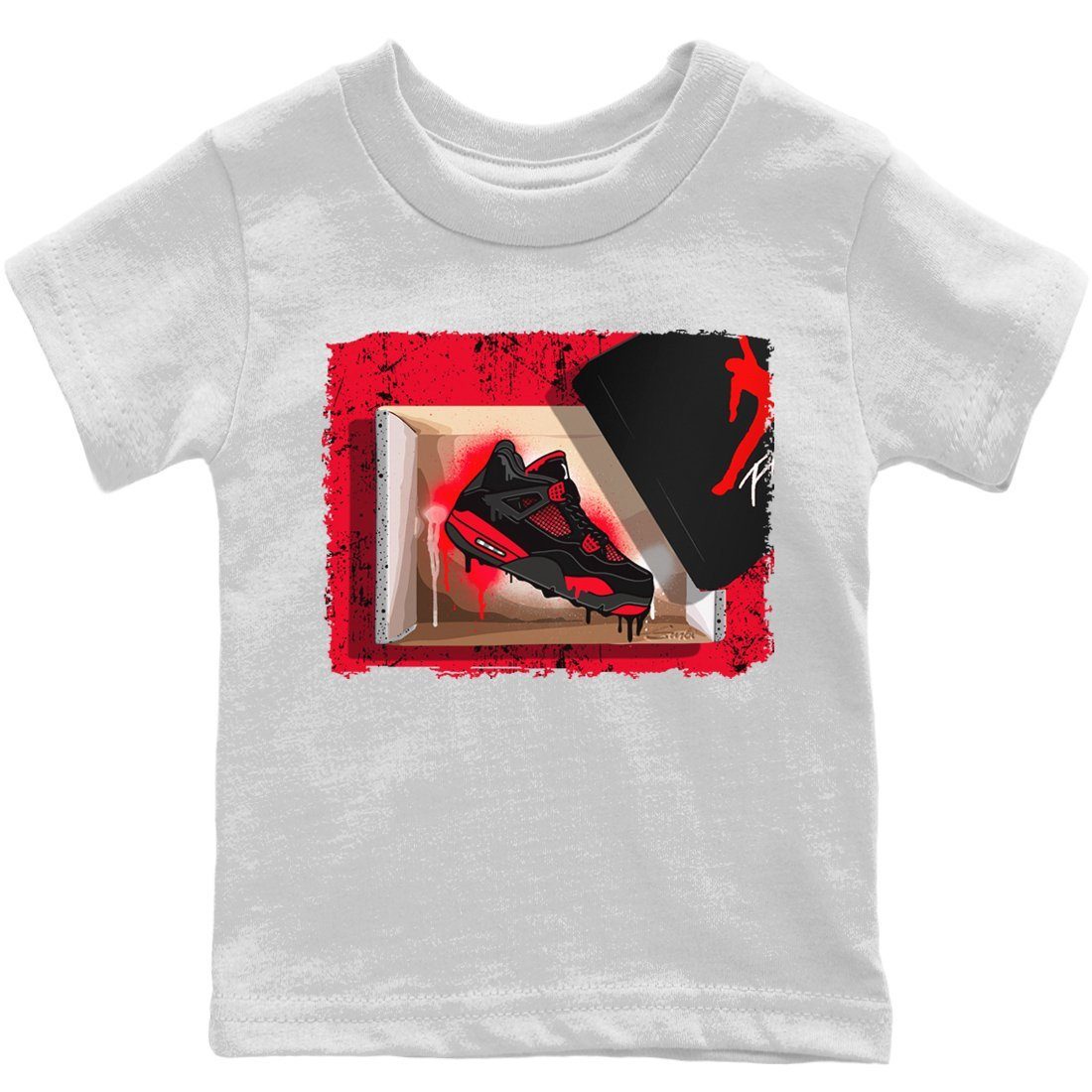 Jordan 4 Red Thunder Sneaker Match Tees New Kicks Sneaker Tees Jordan 4 Red Thunder Sneaker Release Tees Kids Shirts