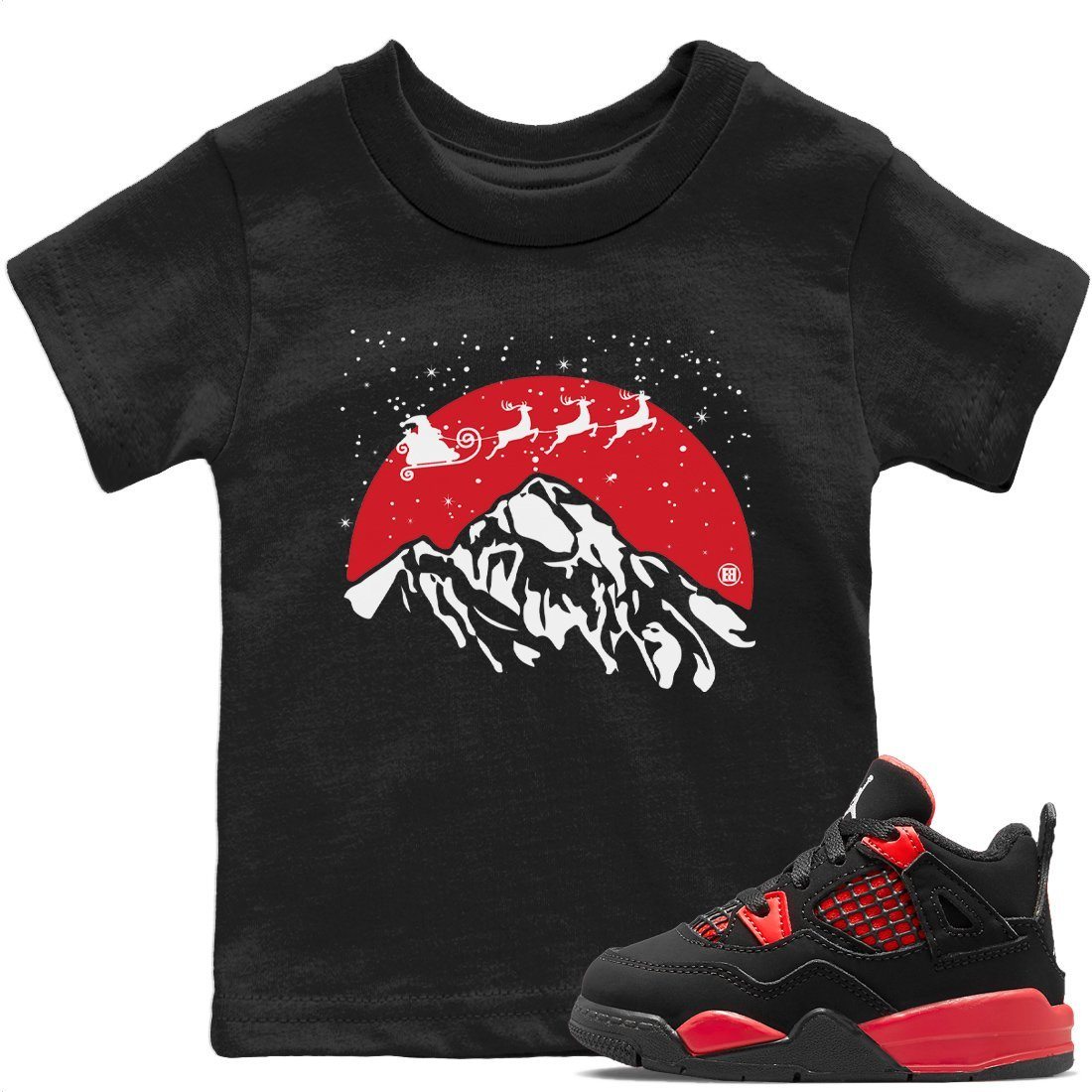 Jordan 4 Red Thunder Sneaker Match Tees Santa Silhouette Sneaker Tees Jordan 4 Red Thunder Sneaker Release Tees Kids Shirts