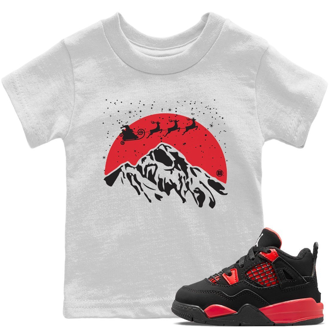 Jordan 4 Red Thunder Sneaker Match Tees Santa Silhouette Sneaker Tees Jordan 4 Red Thunder Sneaker Release Tees Kids Shirts