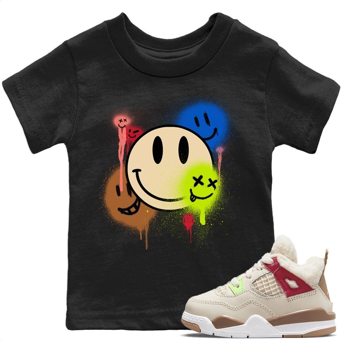 Jordan 4 Wild Things Sneaker Match Tees Smile Painting Sneaker Tees Jordan 4 Wild Things Sneaker Release Tees Kids Shirts
