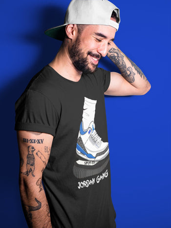 Jordan 3 Racer Blue Sneaker Match Tees Jordan Gang Sneaker Tees Jordan 3 Racer Blue Sneaker Release Tees Unisex Shirts