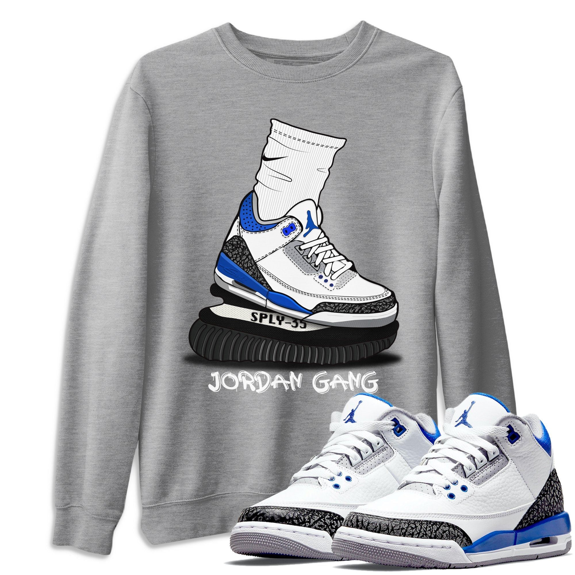 Jordan 3 Racer Blue Sneaker Match Tees Jordan Gang Sneaker Tees Jordan 3 Racer Blue Sneaker Release Tees Unisex Shirts