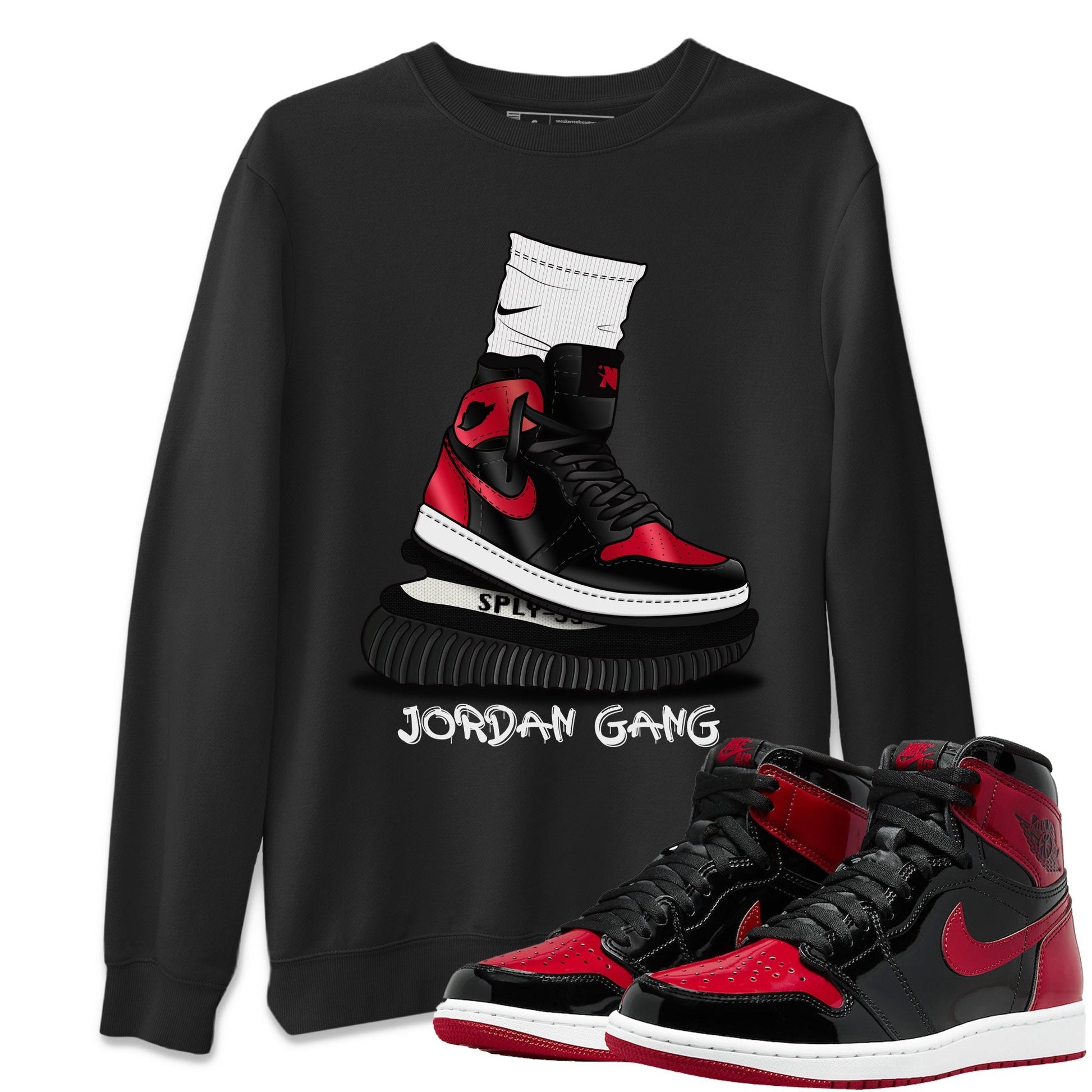 Jordan 1 Bred Patent Sneaker Match Tees Jordan Gang Sneaker Tees Jordan 1 Bred Patent Sneaker Release Tees Unisex Shirts