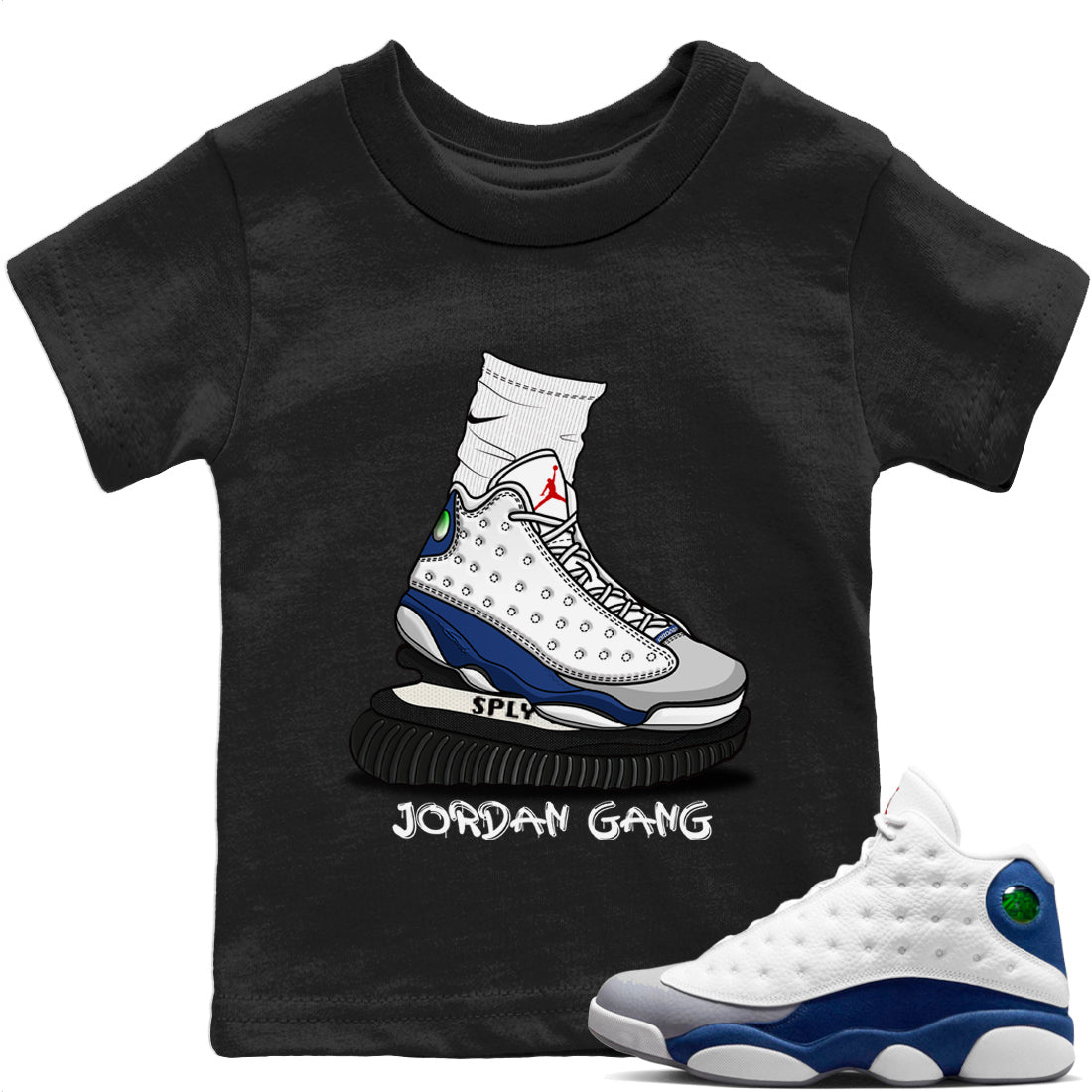 Jordan 13 French Blue Sneaker Match Tees Jordan Gang Sneaker Tees Jordan 13 French Blue Sneaker Release Tees Kids Shirts