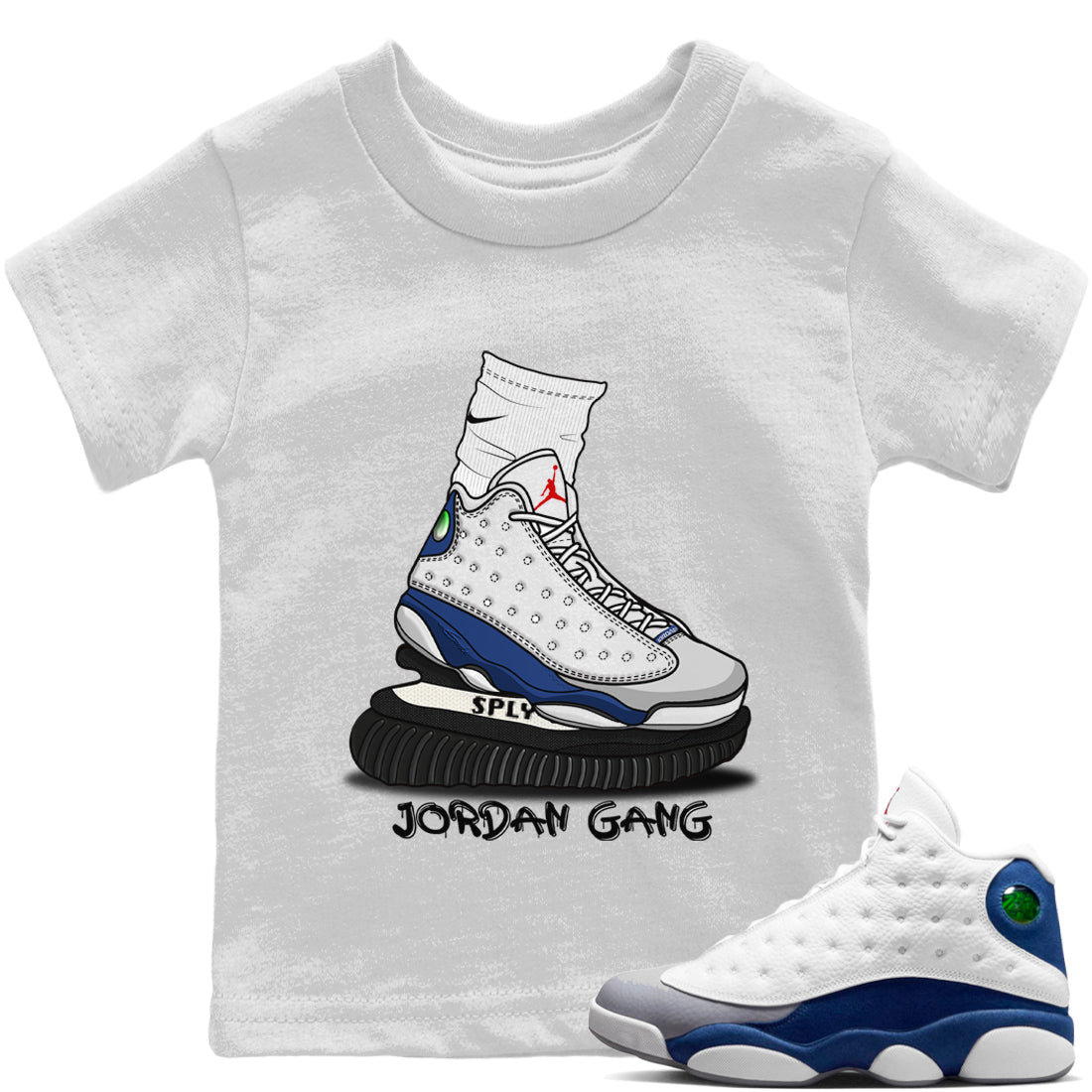 Jordan 13 French Blue Sneaker Match Tees Jordan Gang Sneaker Tees Jordan 13 French Blue Sneaker Release Tees Kids Shirts