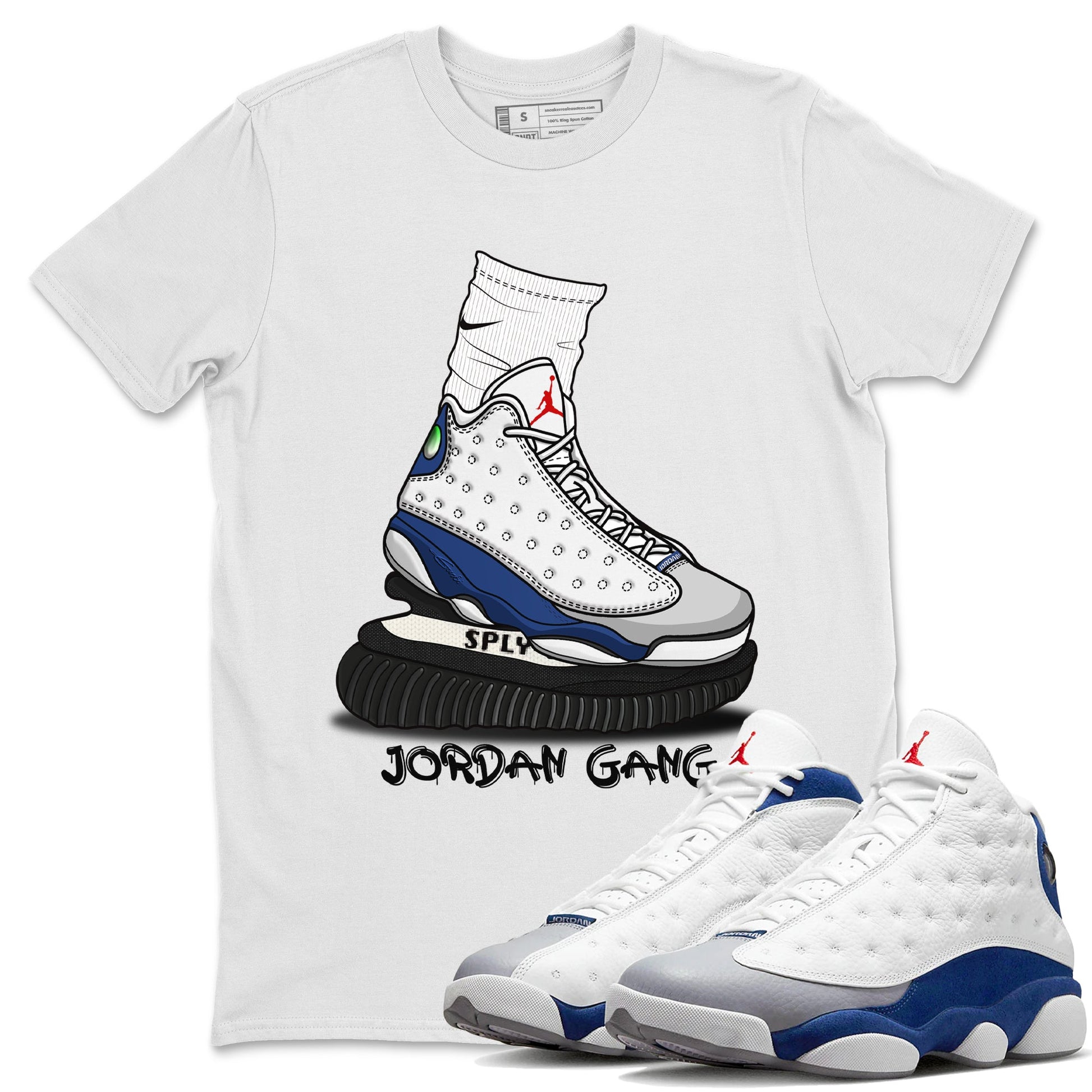 Jordan 13 French Blue Sneaker Match Tees Jordan Gang Sneaker Tees Jordan 13 French Blue Sneaker Release Tees Unisex Shirts