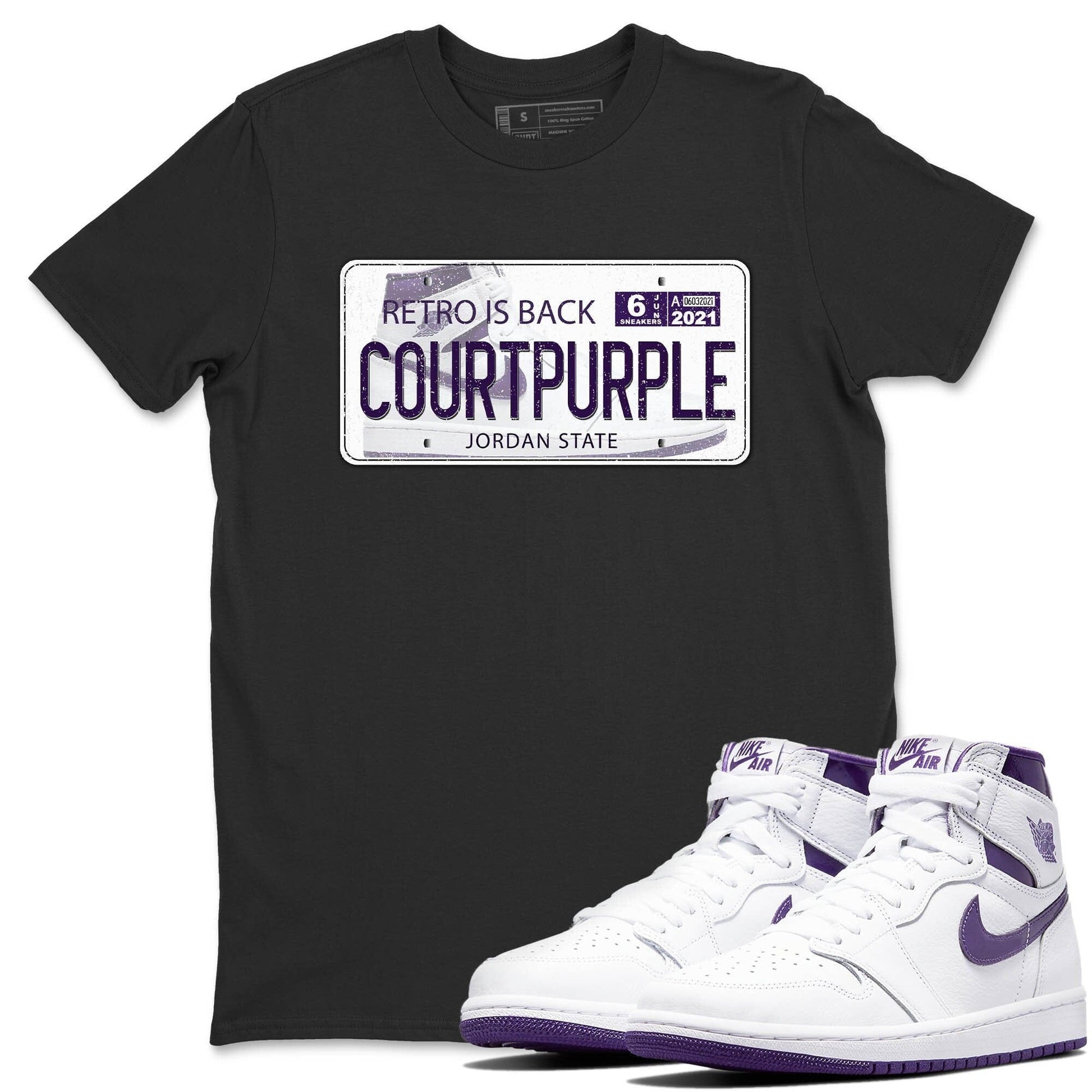 Jordan 1 WMNS Court Purple Sneaker Match Tees Jordan Plate Sneaker Tees Jordan 1 WMNS Court Purple Sneaker Release Tees Unisex Shirts
