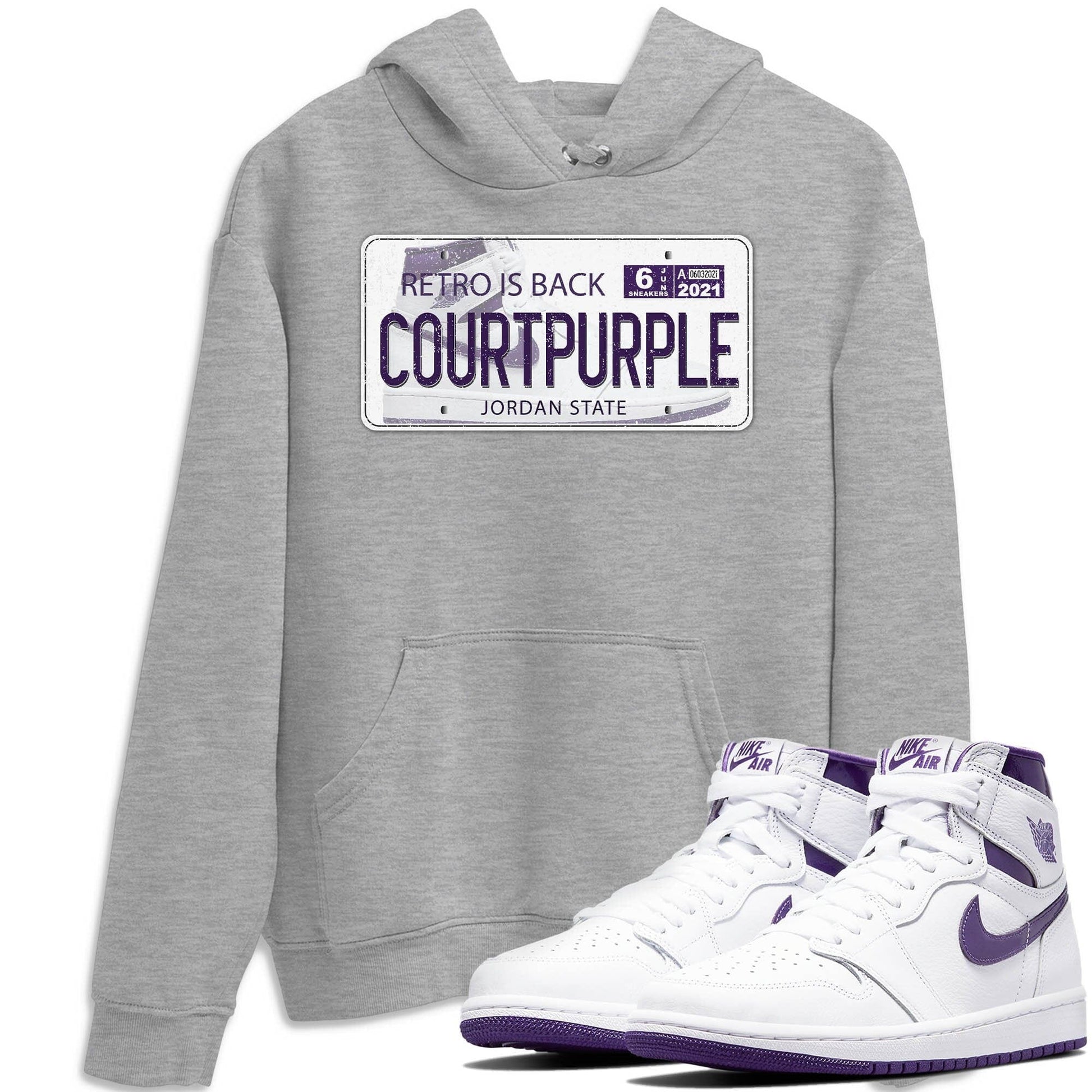 Jordan 1 WMNS Court Purple Sneaker Match Tees Jordan Plate Sneaker Tees Jordan 1 WMNS Court Purple Sneaker Release Tees Unisex Shirts