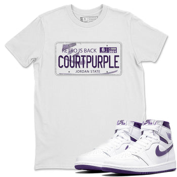 Jordan 1 WMNS Court Purple Sneaker Match Tees Jordan Plate Sneaker Tees Jordan 1 WMNS Court Purple Sneaker Release Tees Unisex Shirts