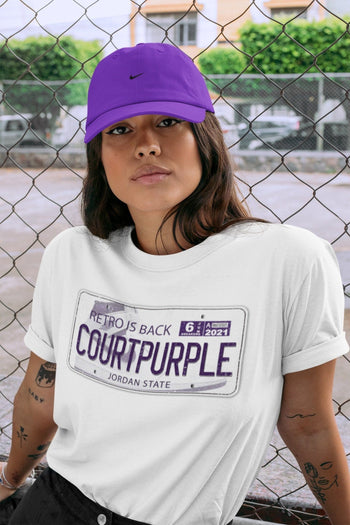 Jordan 1 WMNS Court Purple Sneaker Match Tees Jordan Plate Sneaker Tees Jordan 1 WMNS Court Purple Sneaker Release Tees Unisex Shirts