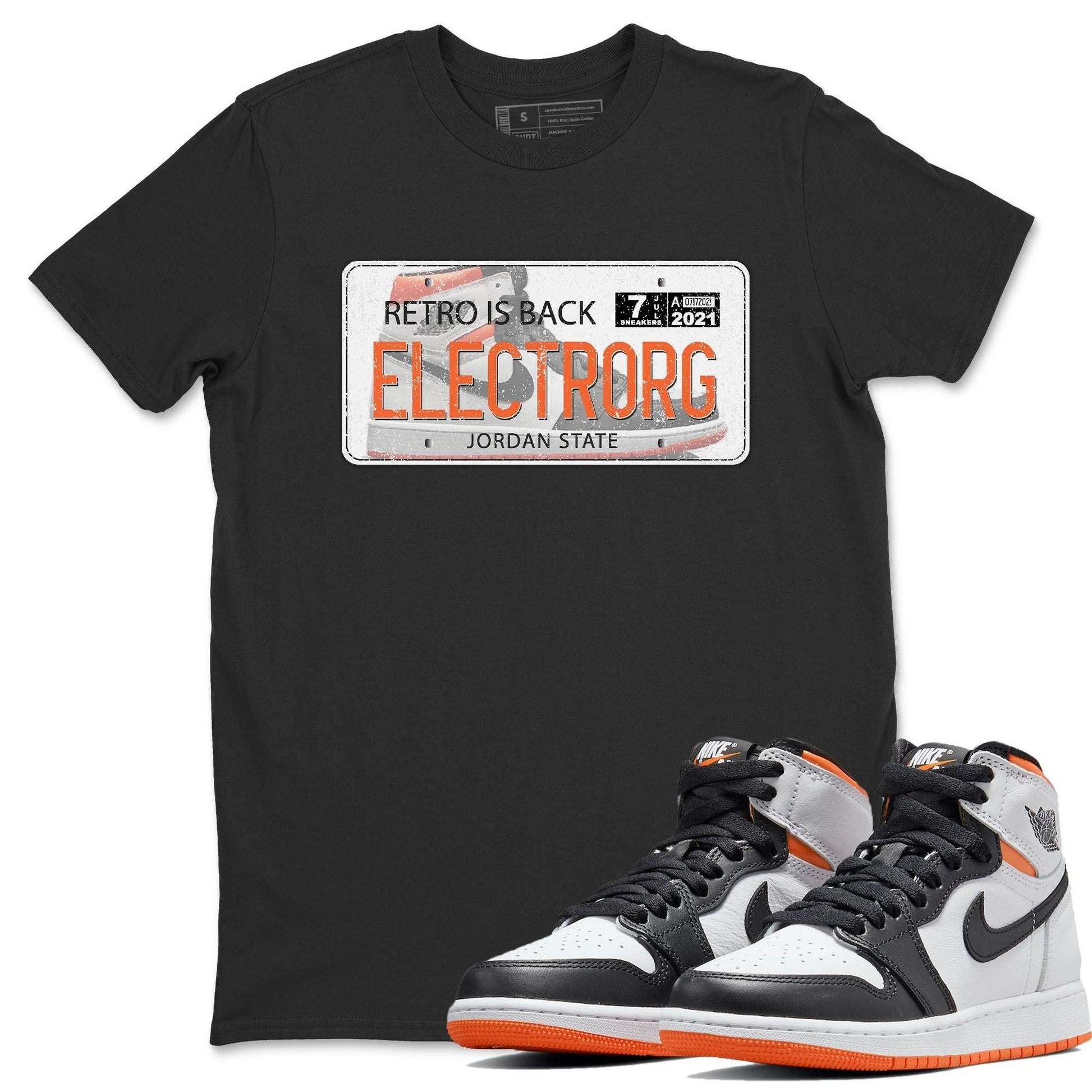 Jordan 1 Electro Orange Sneaker Match Tees Jordan Plate Sneaker Tees Jordan 1 Electro Orange Sneaker Release Tees Unisex Shirts