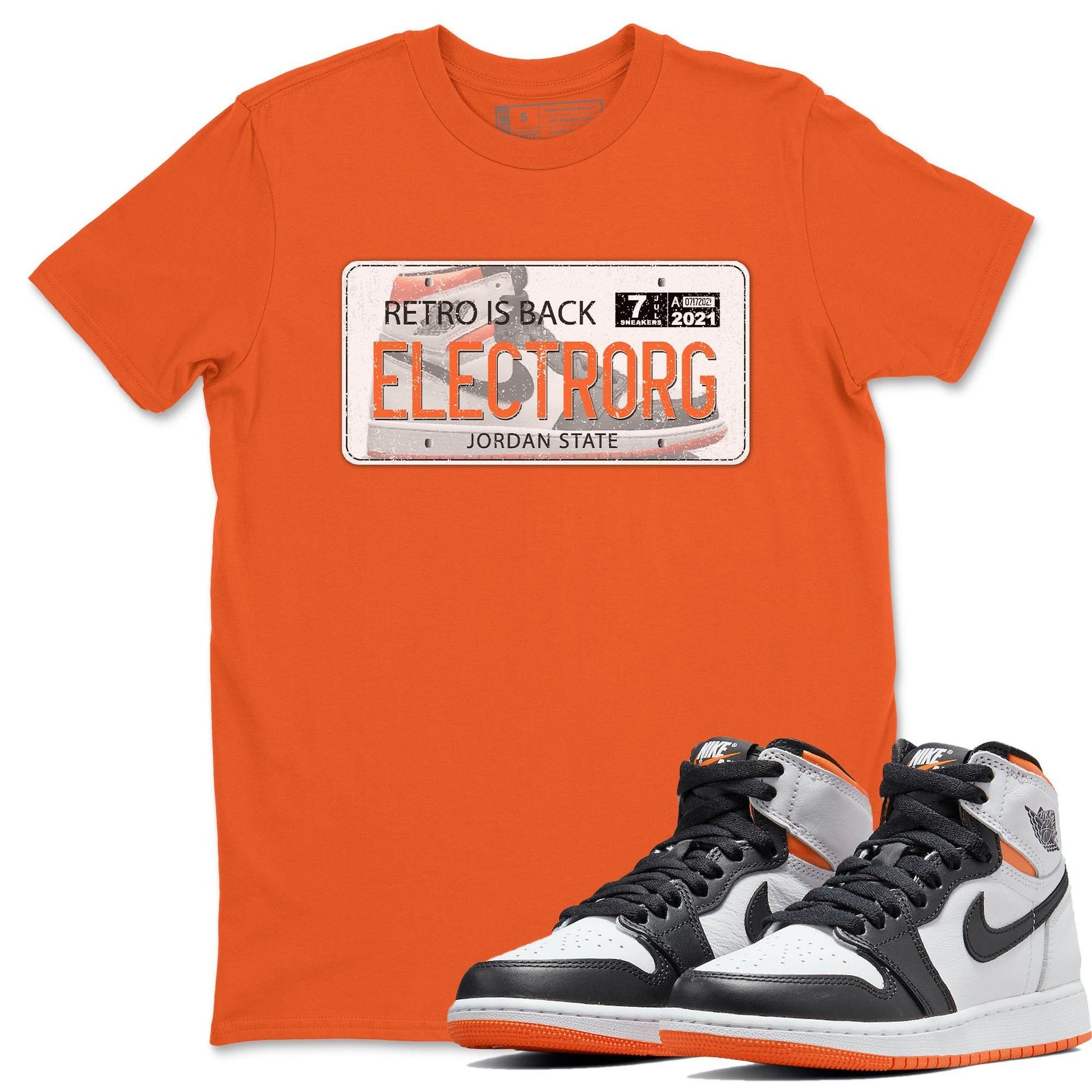 Jordan 1 Electro Orange Sneaker Match Tees Jordan Plate Sneaker Tees Jordan 1 Electro Orange Sneaker Release Tees Unisex Shirts