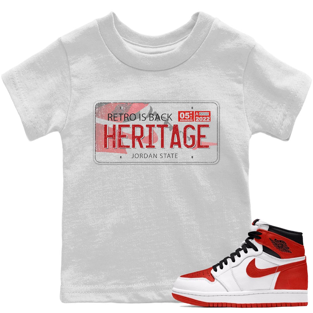 Jordan 1 Heritage Sneaker Match Tees Jordan Plate Sneaker Tees Jordan 1 Heritage Sneaker Release Tees Kids Shirts