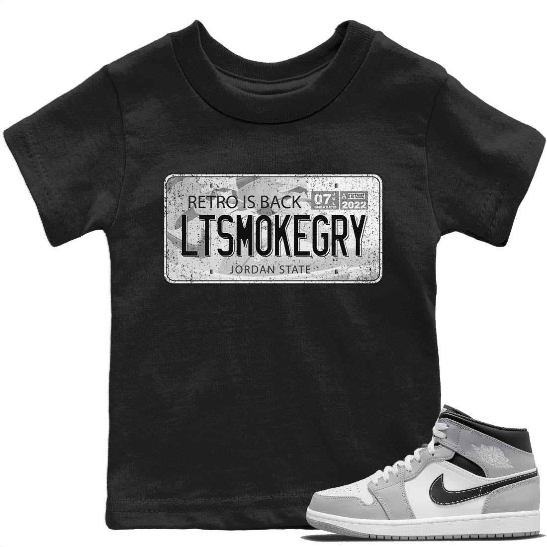 Jordan 1 Light Smoke Grey Sneaker Match Tees Jordan Plate Sneaker Tees Jordan 1 Light Smoke Grey Sneaker Release Tees Kids Shirts