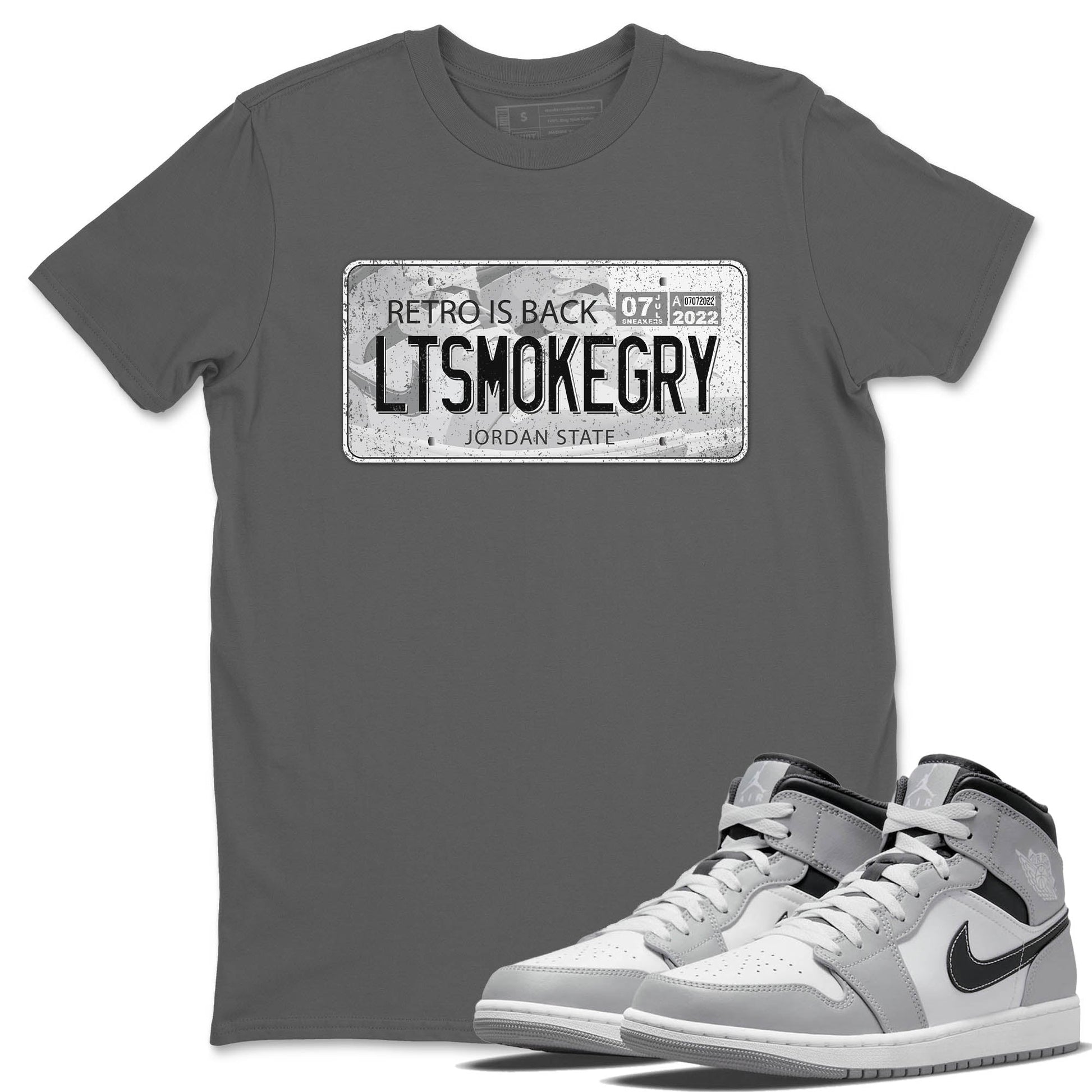 Jordan 1 Light Smoke Grey Sneaker Match Tees Jordan Plate Sneaker Tees Jordan 1 Light Smoke Grey Sneaker Release Tees Unisex Shirts