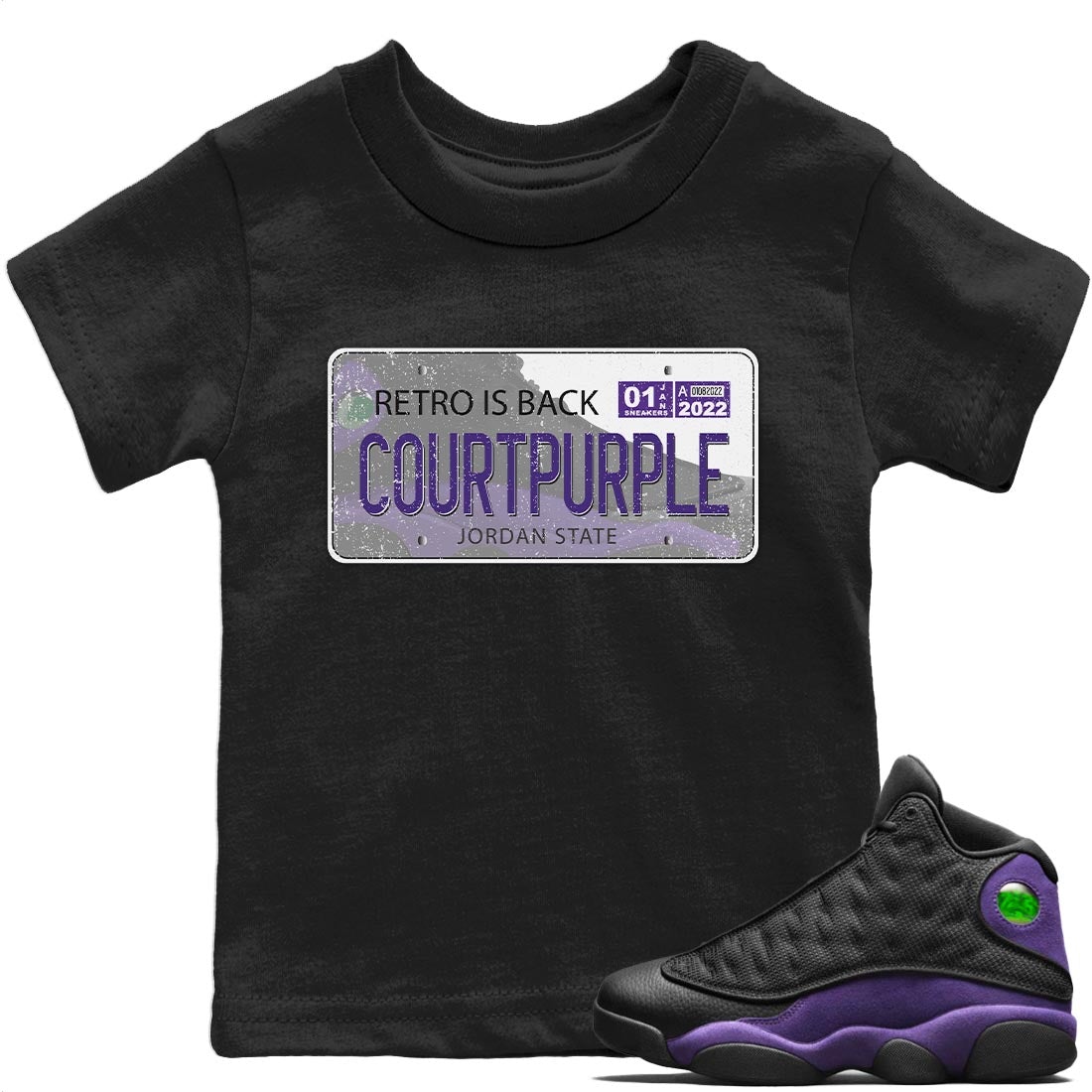 Jordan 13 Court Purple Sneaker Match Tees Jordan Plate Sneaker Tees Jordan 13 Court Purple Sneaker Release Tees Kids Shirts