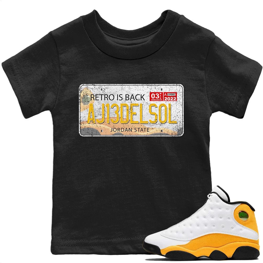 Jordan 13 Del Sol Sneaker Match Tees Jordan Plate Sneaker Tees Jordan 13 Del Sol Sneaker Release Tees Kids Shirts