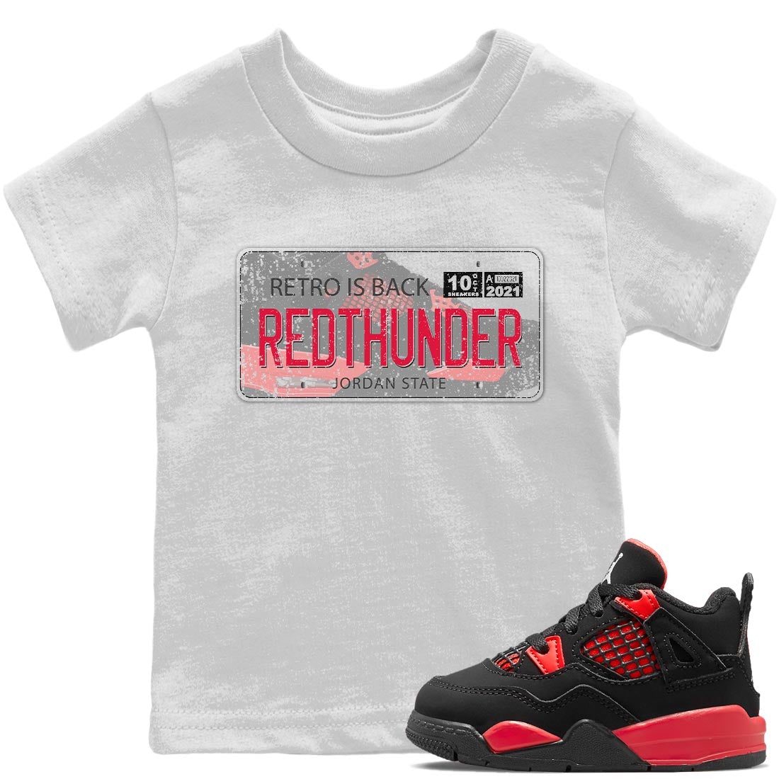 Jordan 4 Red Thunder Sneaker Match Tees Jordan Plate Sneaker Tees Jordan 4 Red Thunder Sneaker Release Tees Kids Shirts