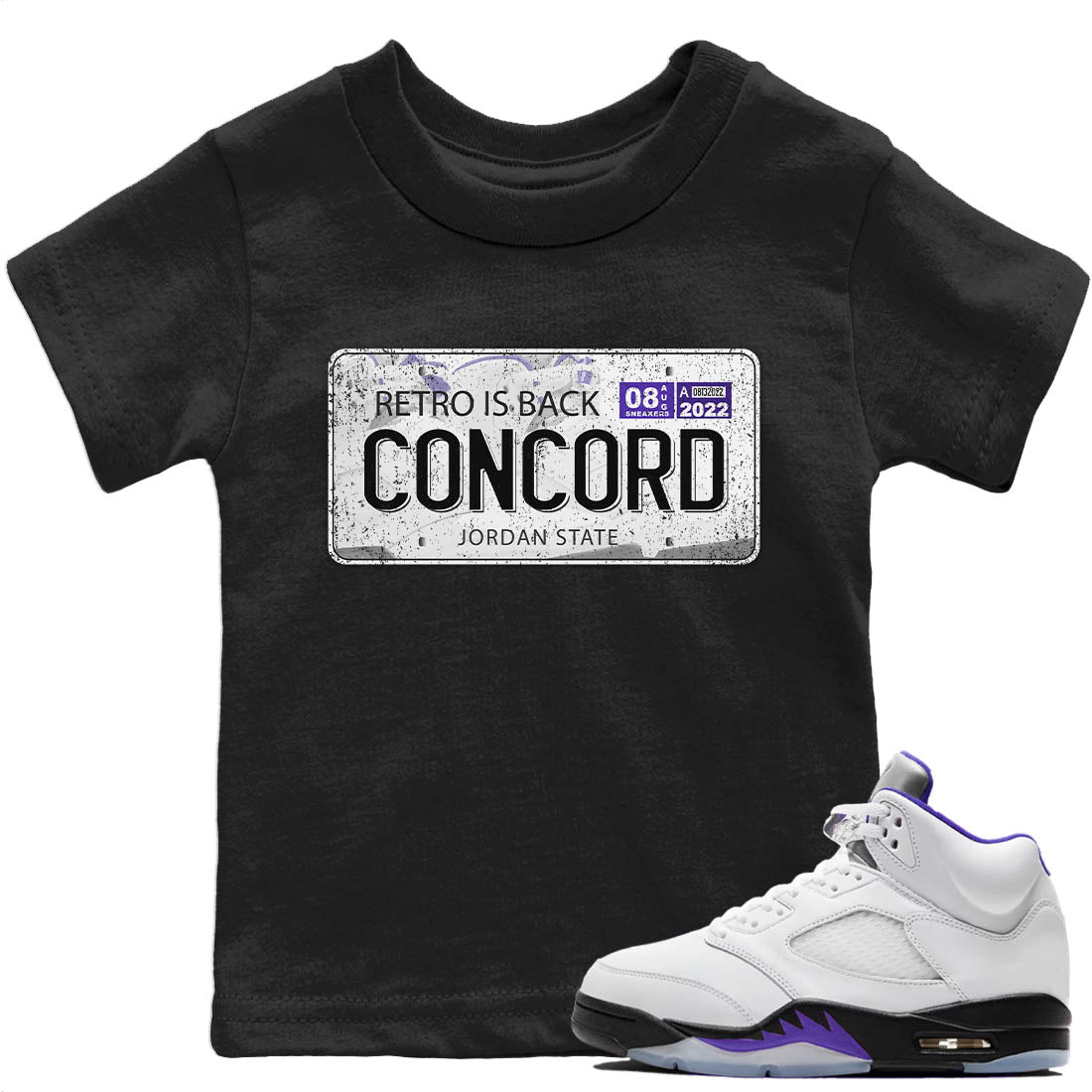 Jordan 5 Concord Sneaker Match Tees Jordan Plate Sneaker Tees Jordan 5 Concord Sneaker Release Tees Kids Shirts