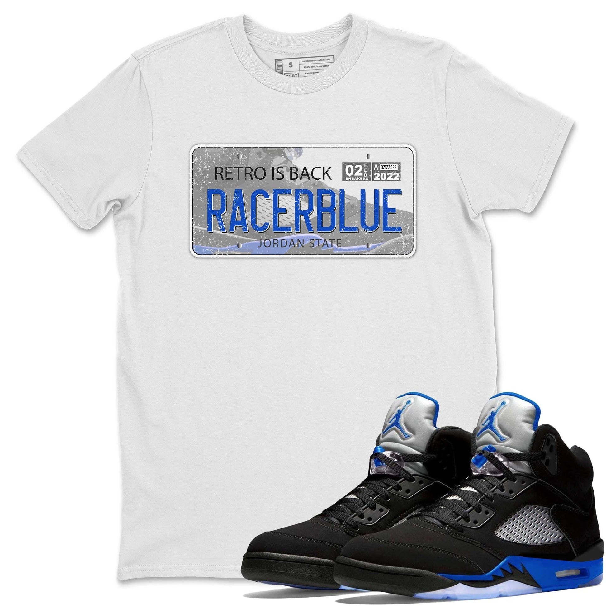 Jordan 5 Racer Blue Sneaker Match Tees Jordan Plate Sneaker Tees Jordan 5 Racer Blue Sneaker Release Tees Unisex Shirts