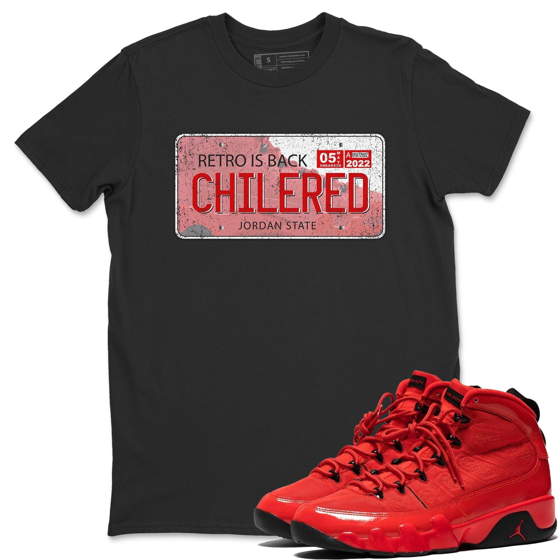 Jordan 9 Chile Red Sneaker Match Tees Jordan Plate Sneaker Tees Jordan 9 Chile Red Sneaker Release Tees Unisex Shirts