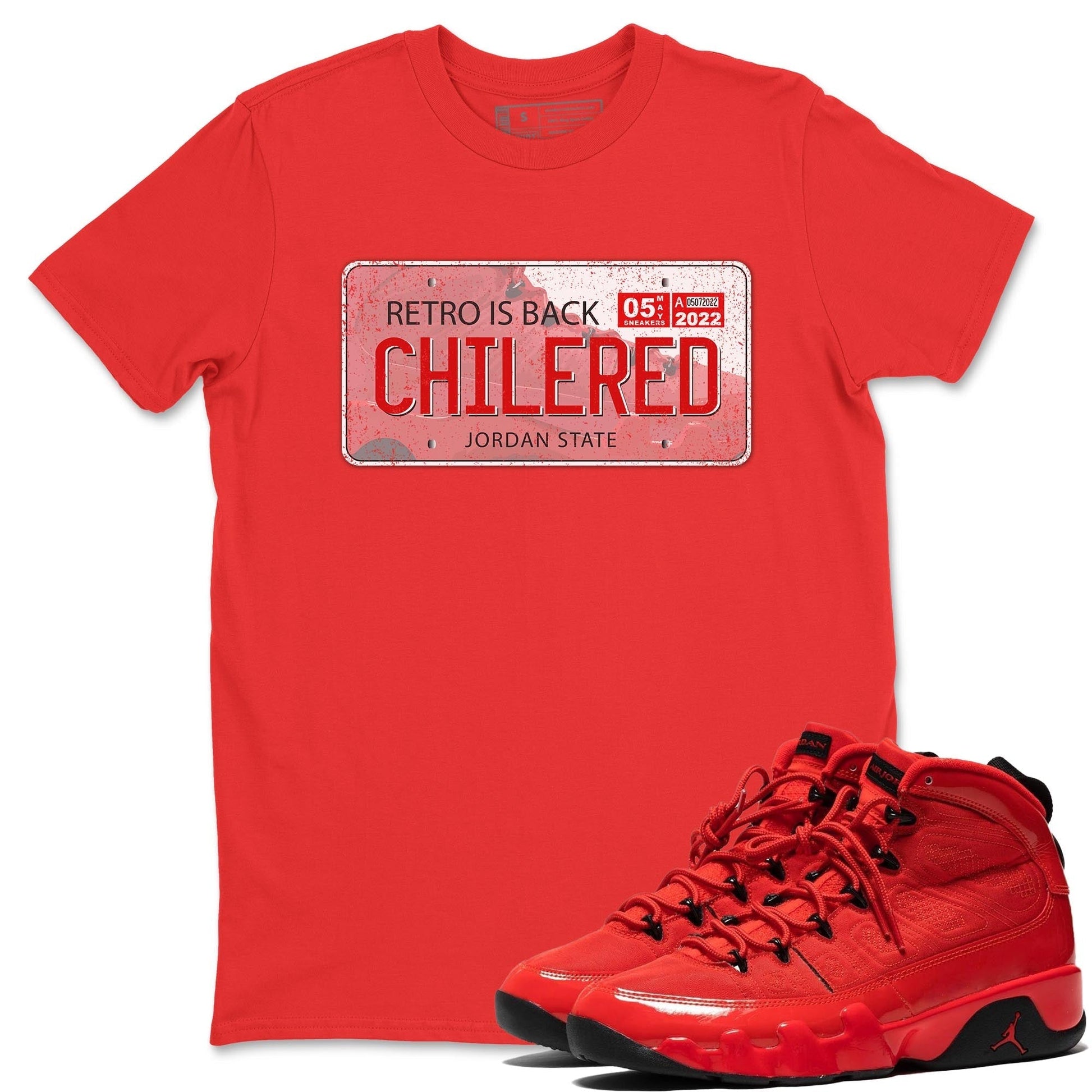 Jordan 9 Chile Red Sneaker Match Tees Jordan Plate Sneaker Tees Jordan 9 Chile Red Sneaker Release Tees Unisex Shirts
