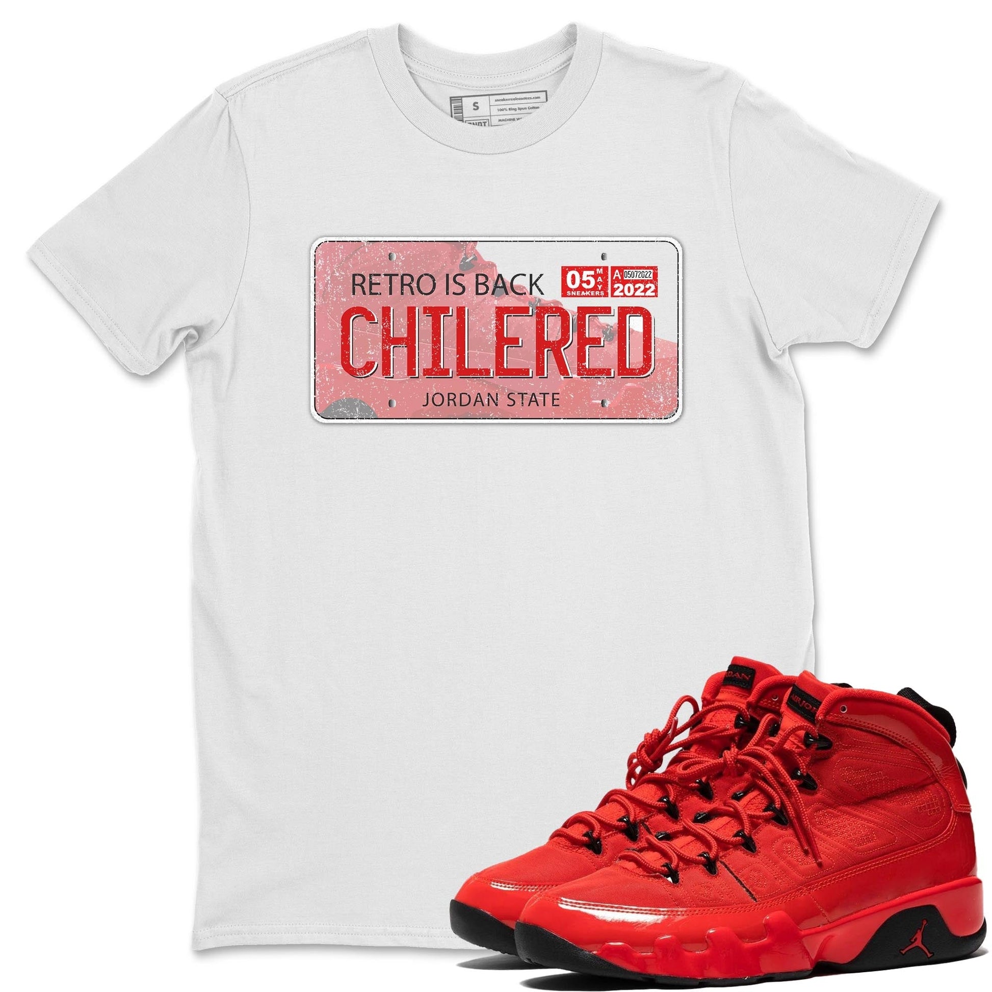 Jordan 9 Chile Red Sneaker Match Tees Jordan Plate Sneaker Tees Jordan 9 Chile Red Sneaker Release Tees Unisex Shirts