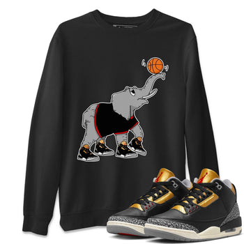Jordan 3 Black Gold Sneaker Match Tees Juggling Elephant Sneaker Tees Jordan 3 Black Gold Sneaker Release Tees Unisex Shirts