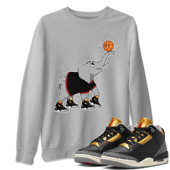 Jordan 3 Black Gold Sneaker Match Tees Juggling Elephant Sneaker Tees Jordan 3 Black Gold Sneaker Release Tees Unisex Shirts