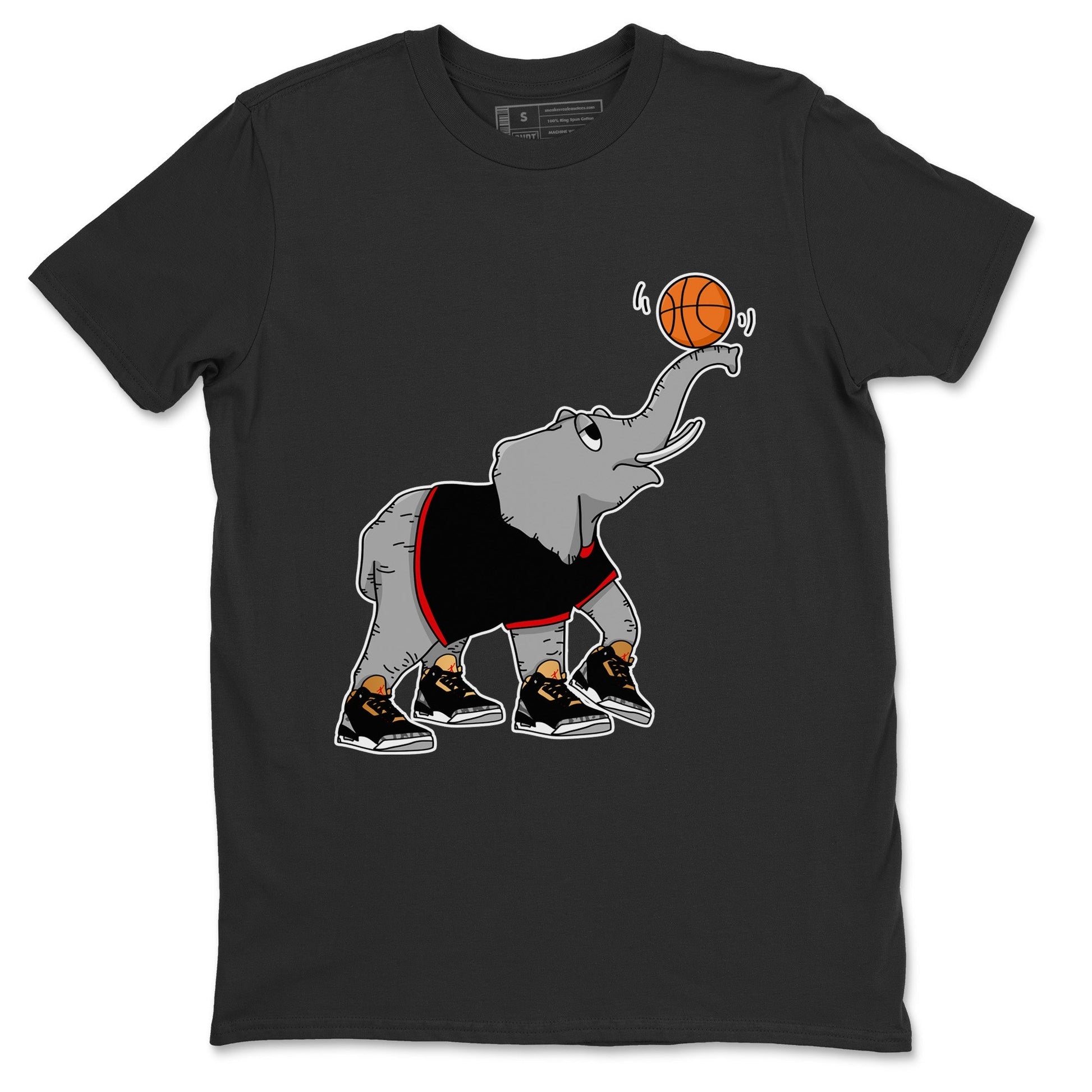 Jordan 3 Black Gold Sneaker Match Tees Juggling Elephant Sneaker Tees Jordan 3 Black Gold Sneaker Release Tees Unisex Shirts