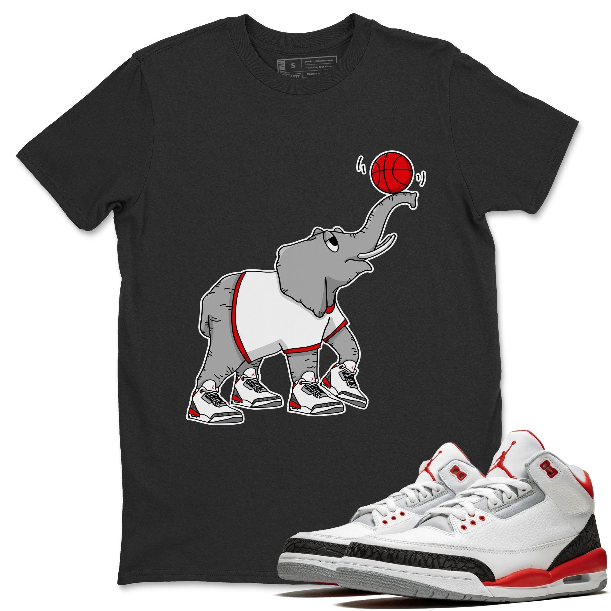 Jordan 3 Fire Red Sneaker Match Tees Juggling Elephant Sneaker Tees Jordan 3 Fire Red Sneaker Release Tees Unisex Shirts